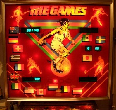 The Games is a sports-themed pinball machine produced by NSM in the year 1985. It features various events such as running, swimming, and cycling.