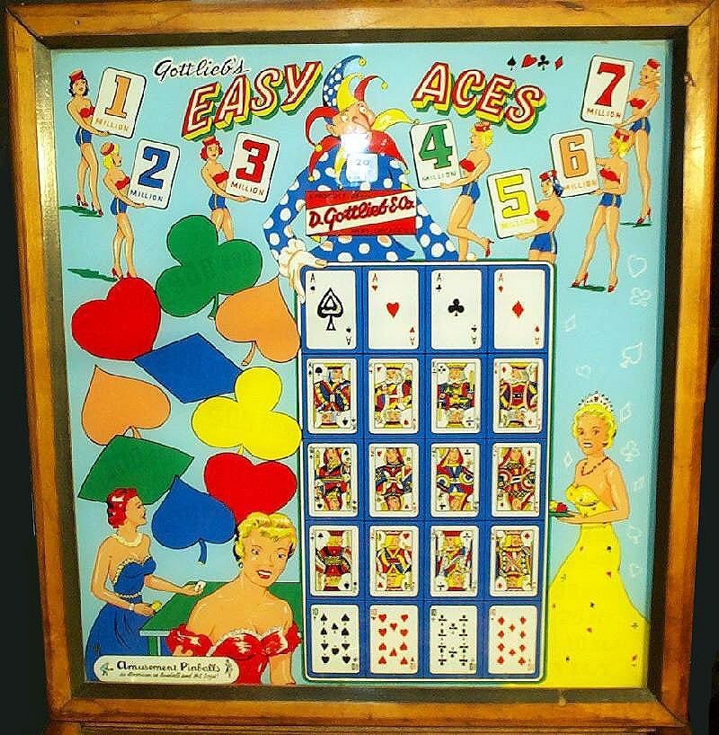 Easy Aces is an electro-mechanical pinball machine produced by Gottlieb in 1955. It features a card-themed playfield.