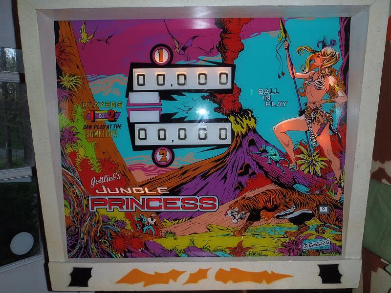 Jungle Princess is an electro-mechanical pinball machine designed by Ed Krynski and produced by Gottlieb in 1977. It features a jungle theme with vibrant artwork featuring animals and lush vegetation.
