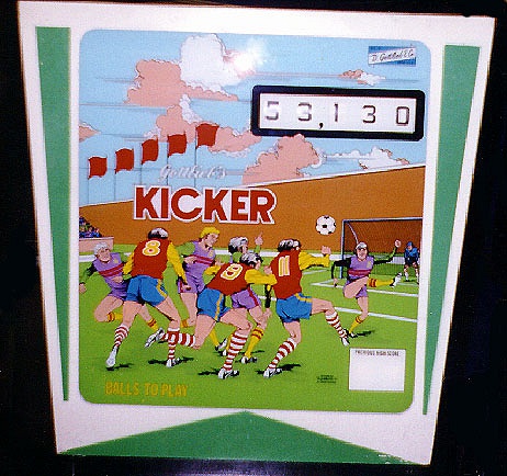 Kicker is a pinball machine released in 1977 by Gottlieb, featuring an intriguing football theme and classic electromechanical design.