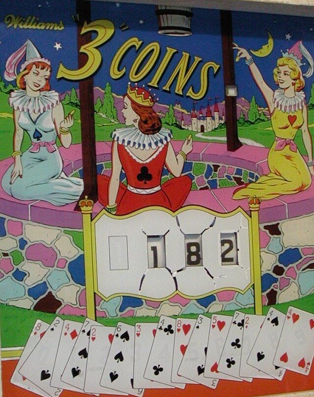 3 Coins is a classic pinball machine released by Williams in 1962. It's known for its mechanical sound and retro design typical of the early 1960s era.