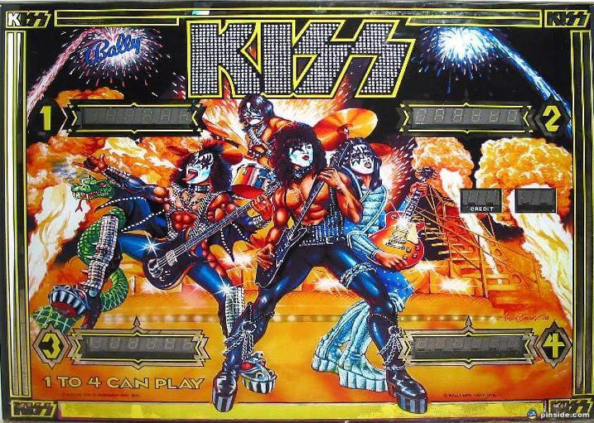 KISS is a classic pinball machine released by Bally in 1979. It is themed around the famous rock band KISS and features band members and associated artwork.