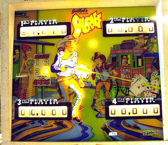 Sheriff is an electro-mechanical (EM) pinball machine released by Gottlieb in 1971. It features a distinctive Wild West theme, centered around a sheriff and outlaws.