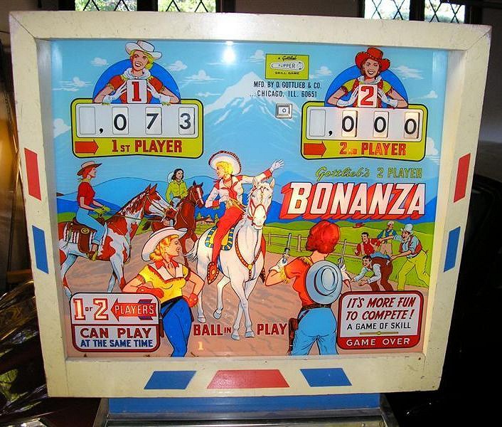 Bonanza is an electro-mechanical pinball machine manufactured by Gottlieb in 1964. It features a Western theme, common for Gottlieb machines of that era.