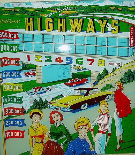 Highways is an electro-mechanical pinball machine released by Williams in 1961. It features a classic road trip theme with various gameplay challenges centered around navigating highways.