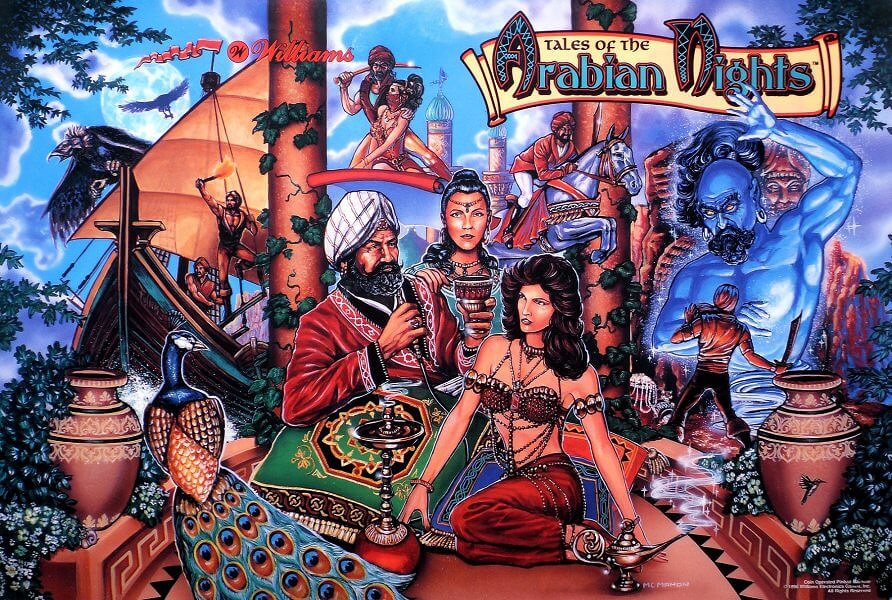Tales of the Arabian Nights is a pinball machine produced by Williams and released in 1996. It is themed around the Arabian Nights folklore, featuring a variety of tasks and missions for players to complete, including saving the princess and battling the genie.