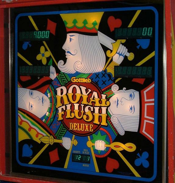 Royal Flush Deluxe is a pinball machine released by Gottlieb in 1983. It features a poker theme with engaging playfields and classic Gottlieb design.