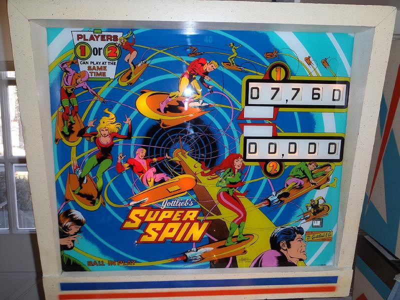 Super Spin is a classic electro-mechanical pinball machine released by Gottlieb in 1977. The game is themed around high-speed aerial acrobatics.