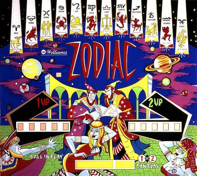 Zodiac is a pinball machine released by Williams in 1971. It features an astrological theme and is known for its vibrant artwork and engaging gameplay.