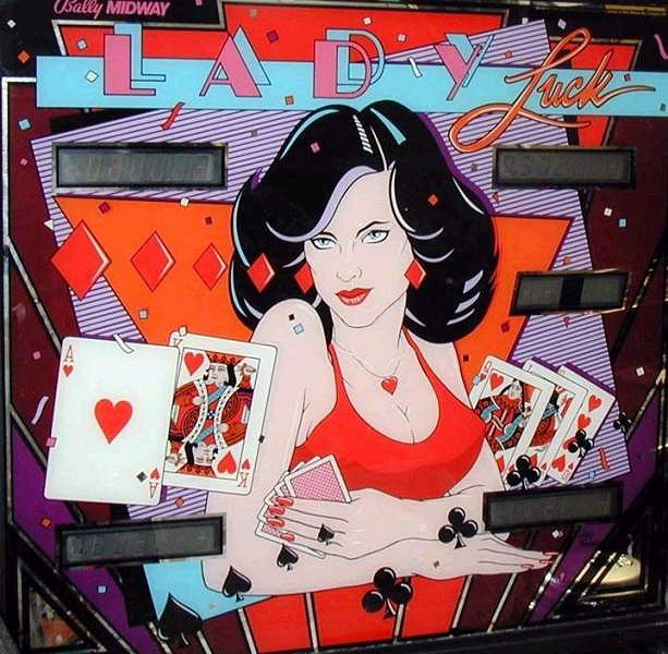 Lady Luck is a pinball machine released by Bally in 1986, featuring a gambling theme with a focus on dice and cards.