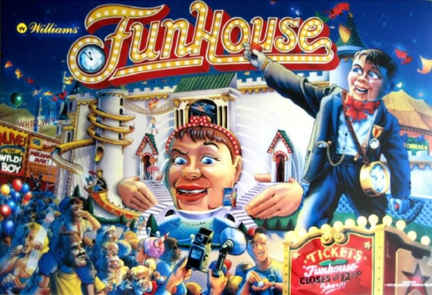 Funhouse is a pinball machine released by Williams Electronics Games in 1990. This game features a unique interactive character named Rudy, a talking ventriloquist dummy.
