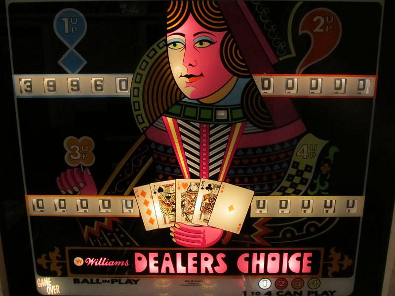Dealer's Choice is a classic electromechanical pinball machine released by Williams in 1974. The game features a casino and poker theme, offering players a thrilling experience of cards and slots.