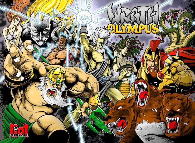 An original themed pinball machine designed and manufactured by Riot Pinball, featuring Greek mythology and intense gameplay.