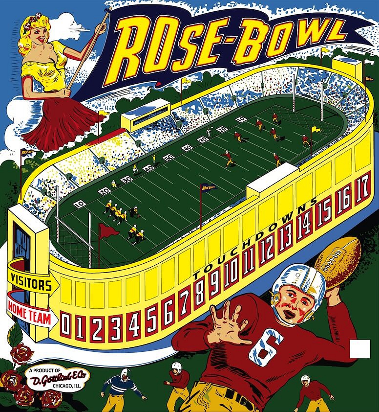 Rose-Bowl is a classic electromechanical pinball machine produced by Gottlieb in 1951. It features a bowling theme, which was quite popular during the era.