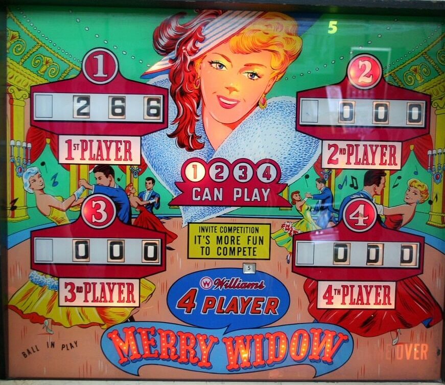 Merry Widow is a vintage pinball machine manufactured by Williams in 1963. It features electromechanical operation and was designed as an amusement device for arcades and gaming parlors.