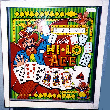 Hi-Lo Ace is an electro-mechanical pinball machine released by Bally in 1973. It features a card game theme where players aim to score points by hitting specific targets on the playfield.