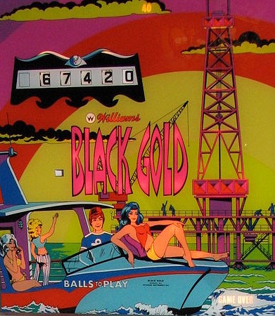 Black Gold is a 1975 electro-mechanical pinball machine produced by Williams. It features a classic western theme centering around oil drilling, depicting the quest for riches during the oil boom.
