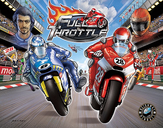 Full Throttle is a high-octane motorcycle racing-themed pinball machine developed by Heighway Pinball, known for its dynamic playfield and engaging gameplay.