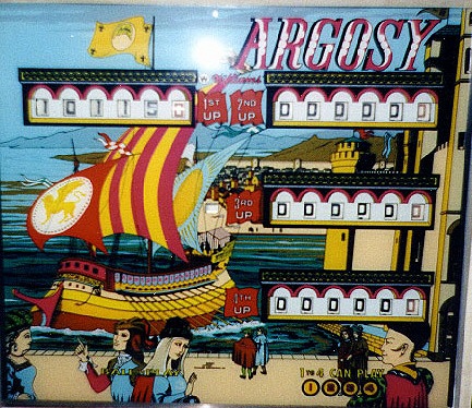 Argosy is a solid-state pinball machine released by Williams in 1977. It features a nautical theme with vibrant artwork and engaging gameplay.