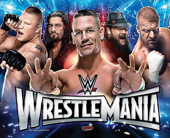 WrestleMania is a professional wrestling-themed pinball machine designed and produced by Stern Pinball in 2015, featuring iconic wrestlers and events from WWE's WrestleMania.