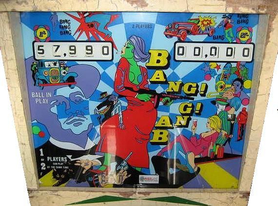 Bang! Bang! is an electro-mechanical pinball machine released by Recel in 1973. It features a simplistic Wild West theme and includes traditional gameplay elements characteristic of early 70s pinball machines.