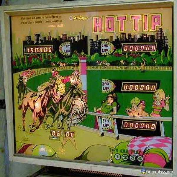 Hot Tip is a pinball machine produced by Williams in 1977. It is a part of the solid-state era of pinball machines with a playfield featuring various bumpers, flippers, and targets.