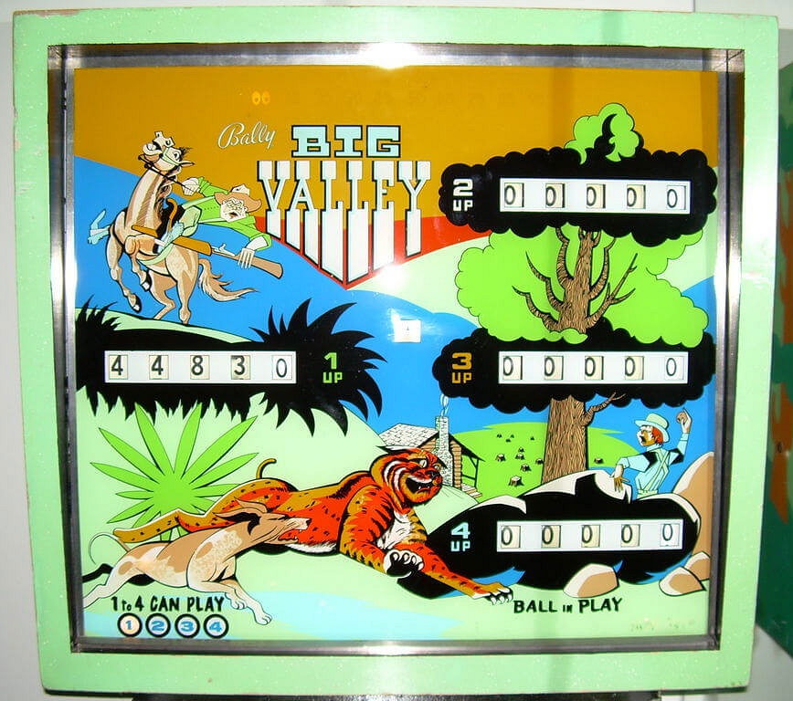 Big Valley is an electro-mechanical pinball machine released by Bally in 1970. It features a Western theme with vibrant artwork and engaging gameplay mechanics characteristic of the era.