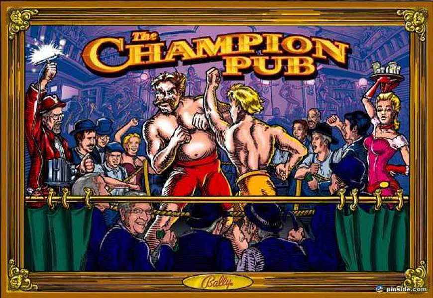 Champion Pub is a pinball machine released by Bally in 1998. The game features a boxing-themed layout where players take on different fighters with unique challenges.