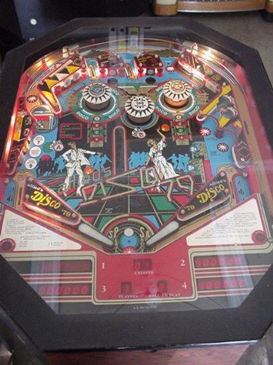 Disco '79 is a pinball machine produced by Allied Leisure featuring vibrant disco-themed artwork and gameplay.