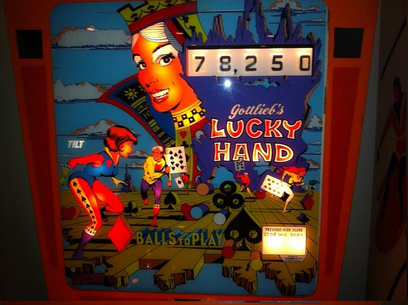 Lucky Hand is a four-player pinball machine released by Gottlieb in 1977. It features an intriguing theme revolving around card games, specifically poker.