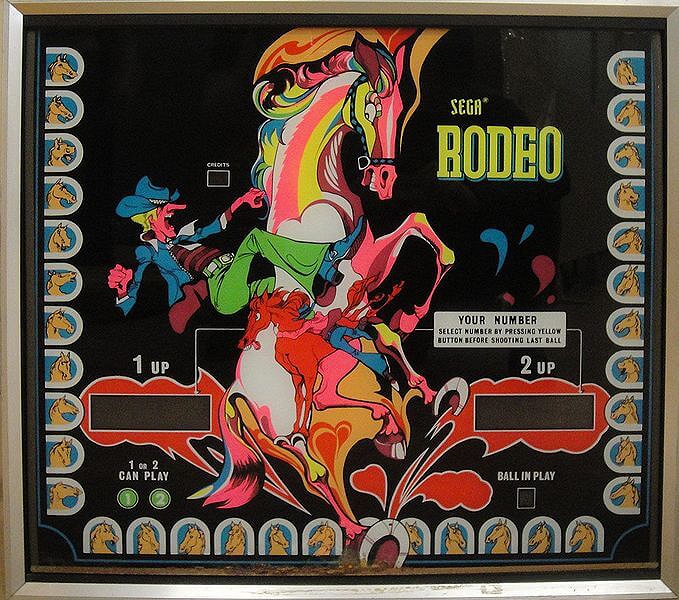 Rodeo is a vintage electro-mechanical pinball machine developed by Sega, released in 1976. It features a Western-themed design, capturing the essence of a rodeo through vibrant artwork and mechanical gameplay.