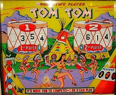 Tom Tom is a vintage pinball machine produced by Williams in 1962. It features a Native American theme and is a classic example of early 1960s pinball design.