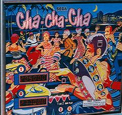 Cha Cha Cha is a vintage pinball machine produced by Sega in 1977. It features a dance music theme with bright and colorful artwork.