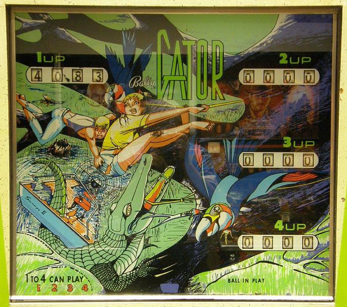 Gator is an electro-mechanical pinball machine produced by Bally in 1969. It features a playful gator-themed design and was popular during its time for its engaging gameplay.