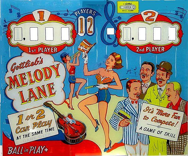Melody Lane is a classic electro-mechanical pinball machine produced by Gottlieb in 1960. It features a vibrant music-themed playfield with iconic artwork and gameplay reflective of the era.