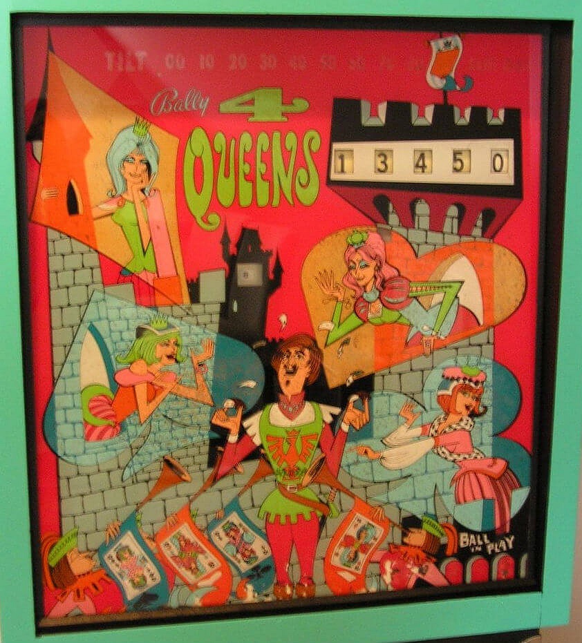 4 Queens is an electromechanical pinball machine produced by Bally in 1970. It features a card-based theme and classic pinball gameplay.