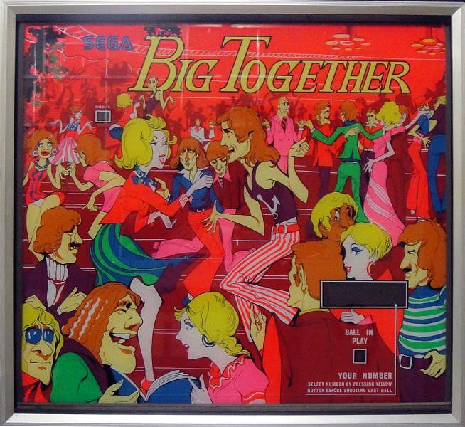 Big Together is a vintage pinball machine by Sega, released in 1976. It features colorful artwork and engaging gameplay typical of the era.