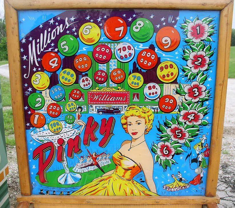 Pinky is a pinball machine released by Williams in the year 1950. Known for its classic design and mechanical gameplay that was prevalent in the early 1950s.