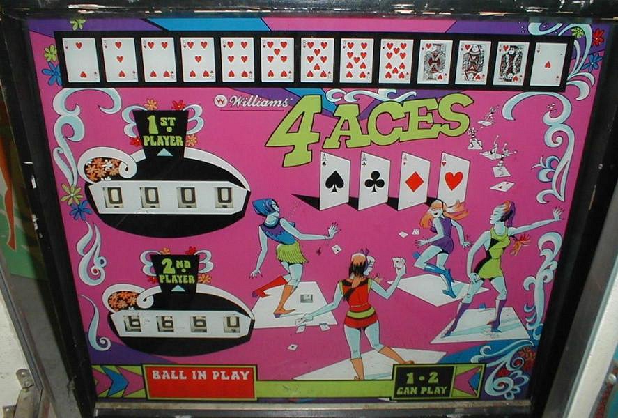 4 Aces is a classic electro-mechanical pinball machine released by Williams in 1970. Its theme revolves around card games, offering players a vintage pinball experience.