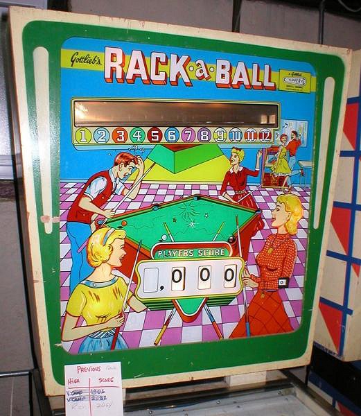 Rack-A-Ball is a vintage pinball machine manufactured by Gottlieb, released in 1962. It features a billiards theme with artwork and gameplay elements that reflect the sport.