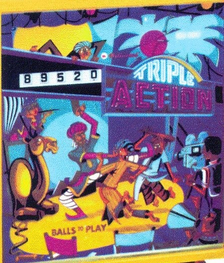 Triple Action is a classic pinball machine produced by Segasa in 1974. Known for its engaging gameplay and traditional pinball mechanics.
