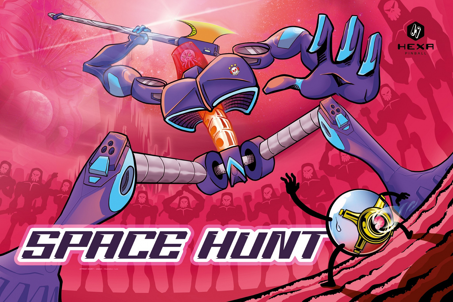 Space Hunt is a thrilling pinball machine developed by HEXA Pinball, featuring an intergalactic adventure theme where players navigate through space missions.