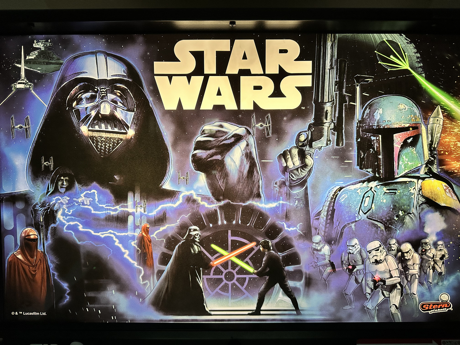 Star Wars (Premium) is a pinball machine released by Stern in 2017, based on the iconic Star Wars franchise. This machine immerses players in the Star Wars universe with engaging gameplay, scenes from the original movie trilogy, and a variety of missions.