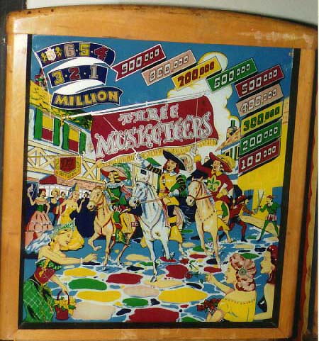 An early electromechanical pinball machine themed around the famous characters from Alexandre Dumas' novel.