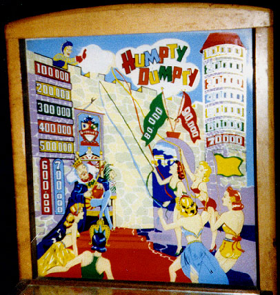 Humpty Dumpty is a pioneering pinball machine designed by Harry Mabs and manufactured by Gottlieb in 1947. It is notable for being the first flipper-based pinball game, establishing the modern gameplay format.