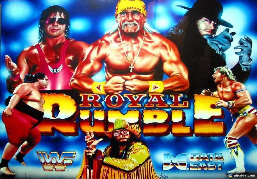 WWF Royal Rumble is a professional wrestling-themed pinball machine created by Data East, featuring licensed design and wrestlers from the World Wrestling Federation.