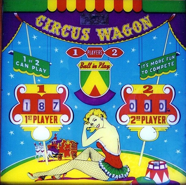 Circus Wagon is a vintage pinball machine released by Williams in 1955. It features a circus theme with vibrant artwork and engaging gameplay mechanics.
