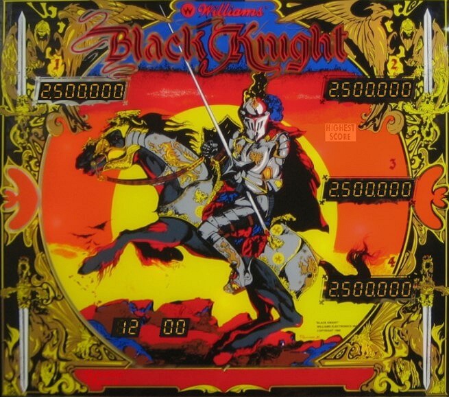 Black Knight is a historically significant pinball machine designed by Steve Ritchie and released by Williams in 1980. It is famous for its innovative features including the first ever two-level playfield and the 'Magna-Save' feature.