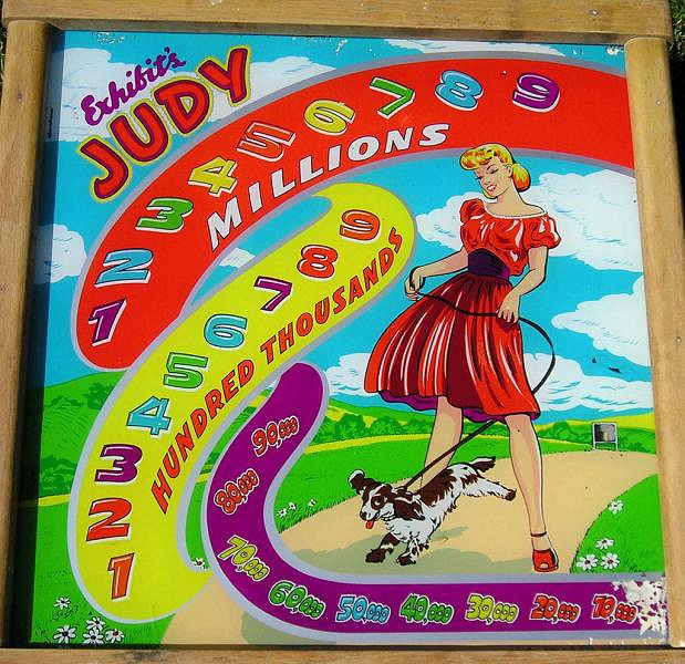 Judy is a pinball machine manufactured by Exhibit Supply Company, released in 1950. It's a classic electro-mechanical pinball game.