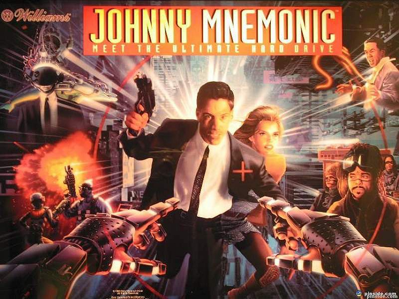 Johnny Mnemonic is a pinball machine based on the 1995 cyberpunk film of the same name, featuring fast-paced gameplay and a unique hand-like mechanism.